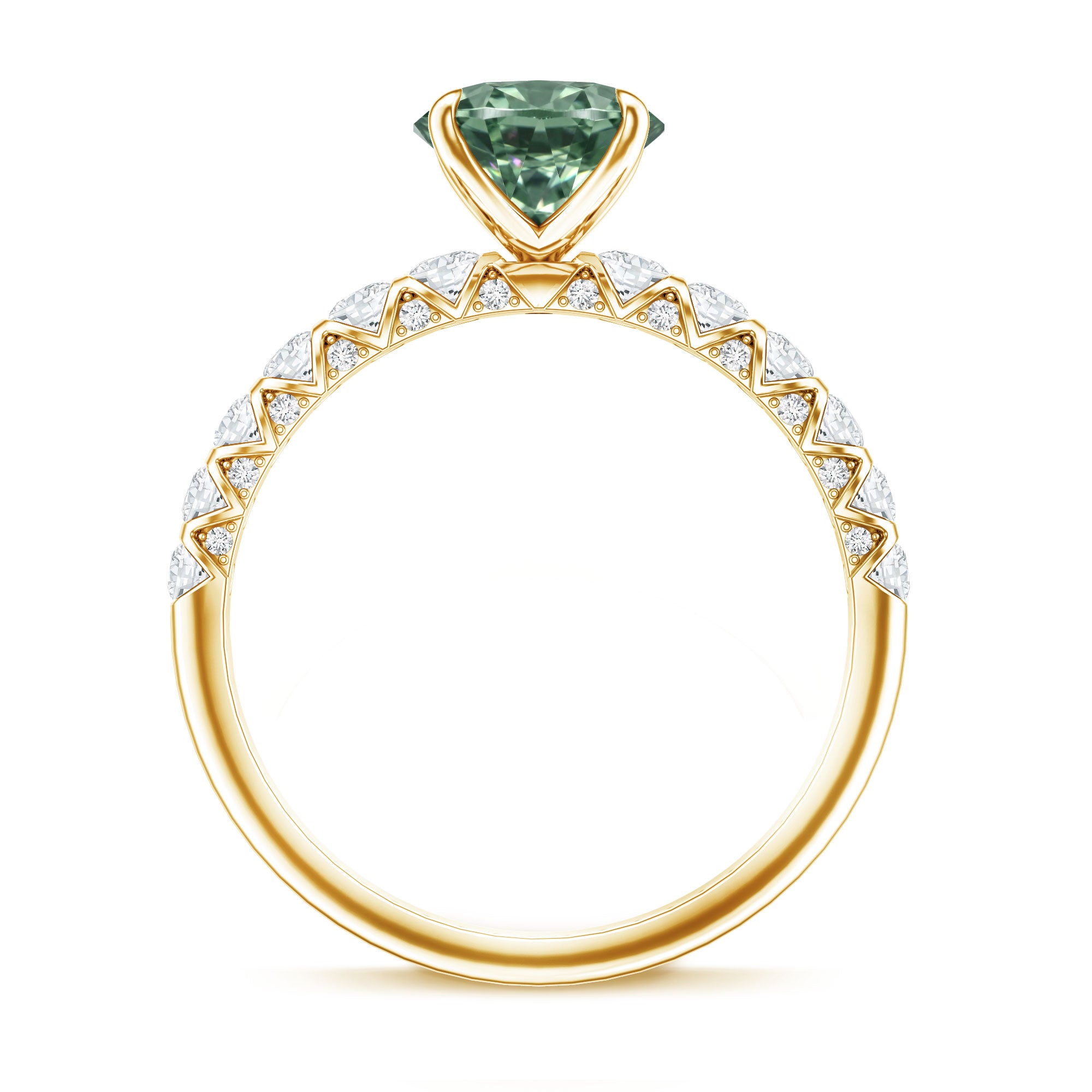 Rosec Jewels-IGI Certified 2 Carat Lab Green Diamond Oval Engagement Ring with Side Stones