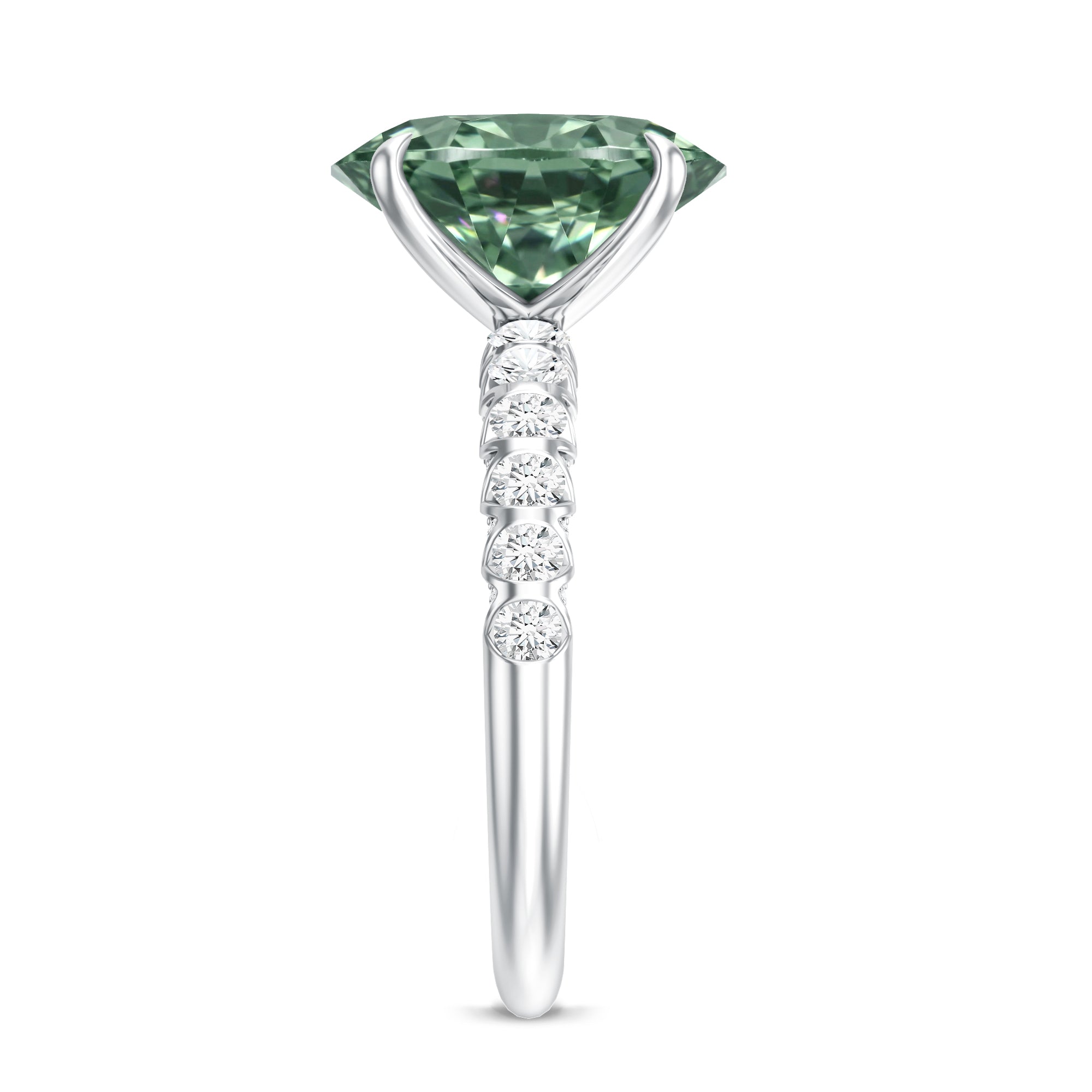 IGI Certified 3 Carat Oval Shape Lab Grown Green Diamond Engagement Ring Vivid Green - VS1 - Rosec Jewels