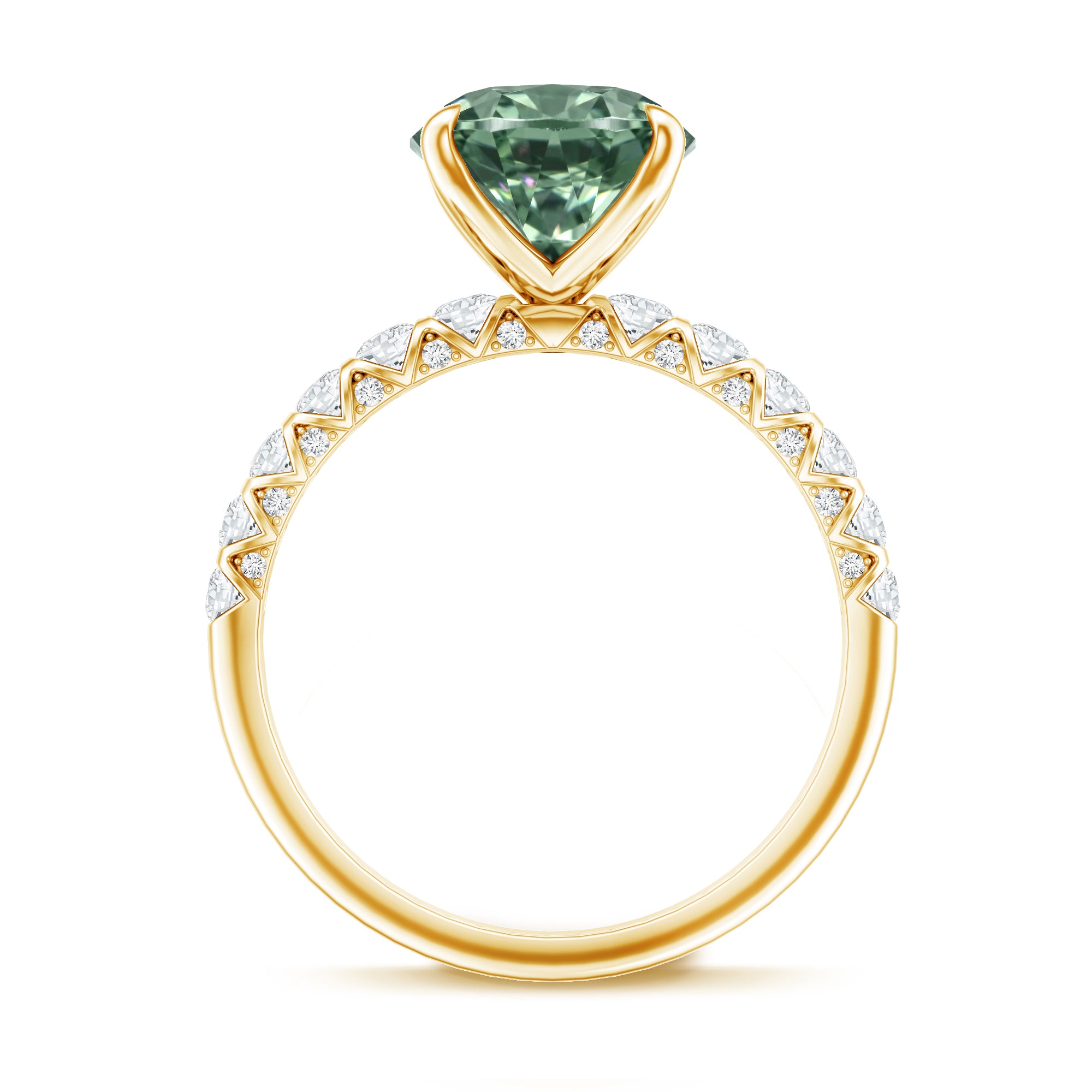 IGI Certified 3 Carat Oval Shape Lab Grown Green Diamond Engagement Ring Vivid Green - VS1 - Rosec Jewels