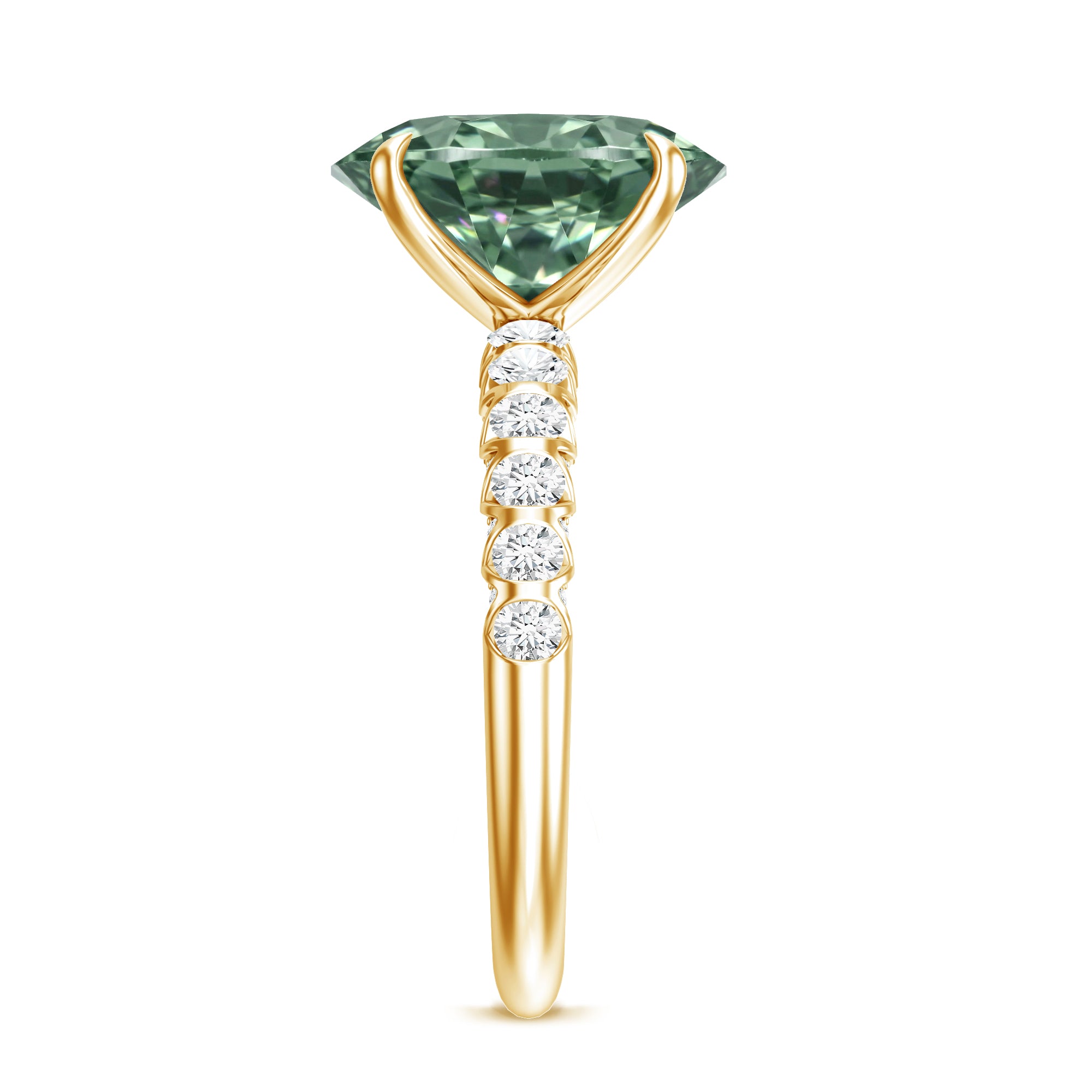 IGI Certified 3 Carat Oval Shape Lab Grown Green Diamond Engagement Ring Vivid Green - VS1 - Rosec Jewels