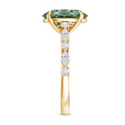 3 Carat IGI Certified Lab Grown Green Diamond Side Stone Engagement Ring for Women Vivid Green - VS1 - Rosec Jewels