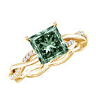 Rosec Jewels-IGI Certified 2 Carat Princess Cut Lab Green Diamond Braided Engagement Ring for Women