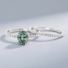 IGI Certified 1 Carat Lab Created Green Diamond Oval Engagement Ring Set Vivid Green - VS1 - Rosec Jewels