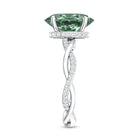 IGI Certified Lab Grown 3 Carat Green Diamond Braided Engagement Ring with Hidden Halo Vivid Green - VS1 - Rosec Jewels