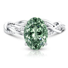 IGI Certified Lab Grown 3 Carat Green Diamond Braided Engagement Ring with Hidden Halo Vivid Green - VS1 - Rosec Jewels