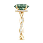 IGI Certified Lab Grown 3 Carat Green Diamond Braided Engagement Ring with Hidden Halo Vivid Green - VS1 - Rosec Jewels