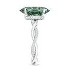 IGI Certified 4 Carat Huge Oval Lab Grown Green Diamond Braided Engagement Ring Vivid Green - VS1 - Rosec Jewels