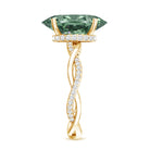 IGI Certified 4 Carat Huge Oval Lab Grown Green Diamond Braided Engagement Ring Vivid Green - VS1 - Rosec Jewels