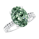 Rosec Jewels-3 Carat Lab Grown Green Diamond Solitaire Oval Engagement Ring IGI Certified