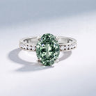 3 Carat Lab Grown Green Diamond Solitaire Oval Engagement Ring IGI Certified Vivid Green - VS1 - Rosec Jewels