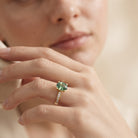 3 Carat Lab Grown Green Diamond Solitaire Oval Engagement Ring IGI Certified Vivid Green - VS1 - Rosec Jewels