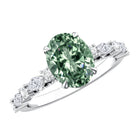 Oval Shaped 2 Carat Lab Grown Green Diamond Engagement Ring with IGI Certificate Vivid Green - VS1 - Rosec Jewels