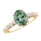 Oval Shaped 2 Carat Lab Grown Green Diamond Engagement Ring with IGI Certificate Vivid Green - VS1 - Rosec Jewels