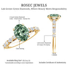 Oval Shaped 2 Carat Lab Grown Green Diamond Engagement Ring with IGI Certificate Vivid Green - VS1 - Rosec Jewels