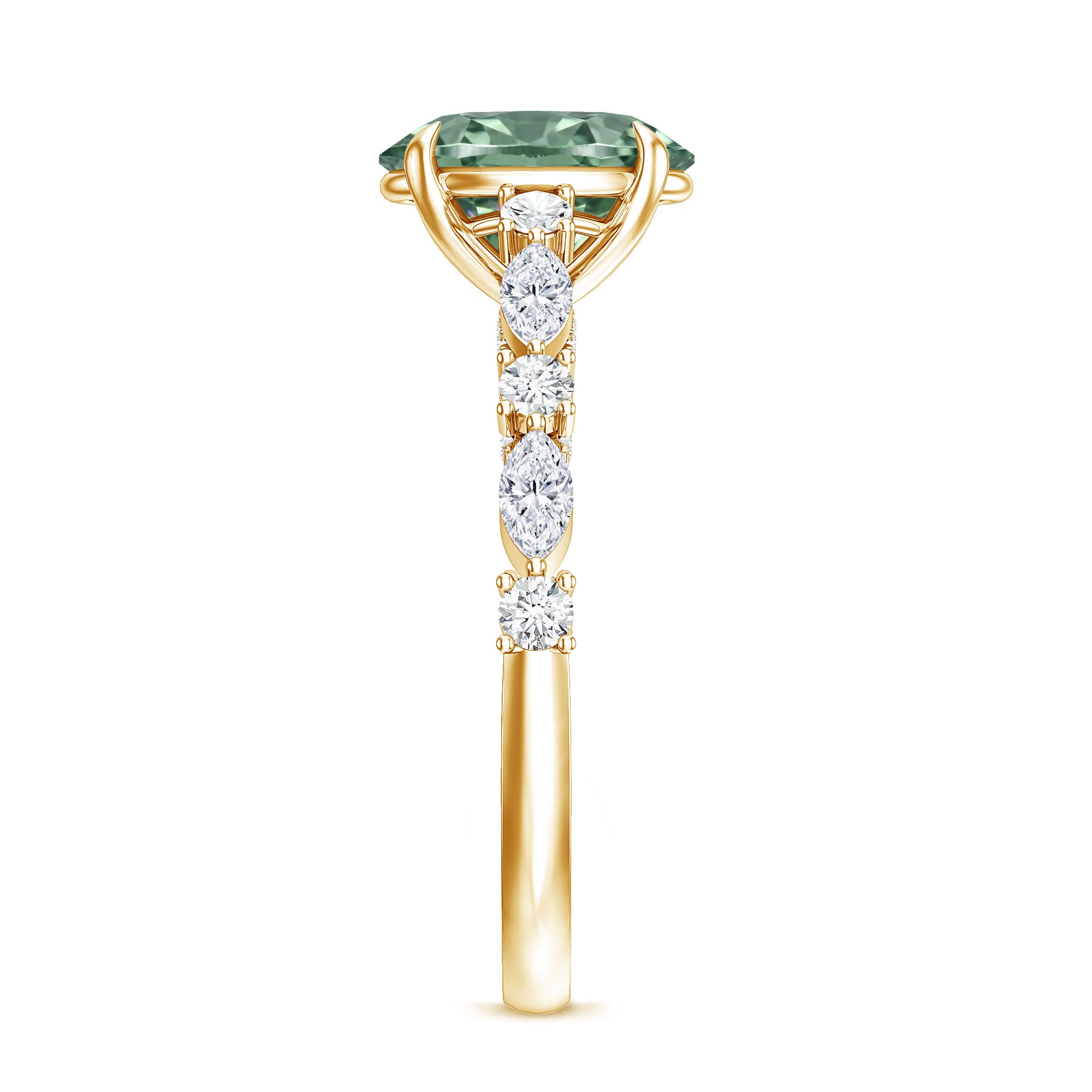 Oval Shaped 2 Carat Lab Grown Green Diamond Engagement Ring with IGI Certificate Vivid Green - VS1 - Rosec Jewels