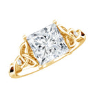 IGI Certified Lab Grown Diamond 3 Carat Princess Cut Engagement Ring with Celtic Knot Lab - ( E-VS1 ) - Rosec Jewels