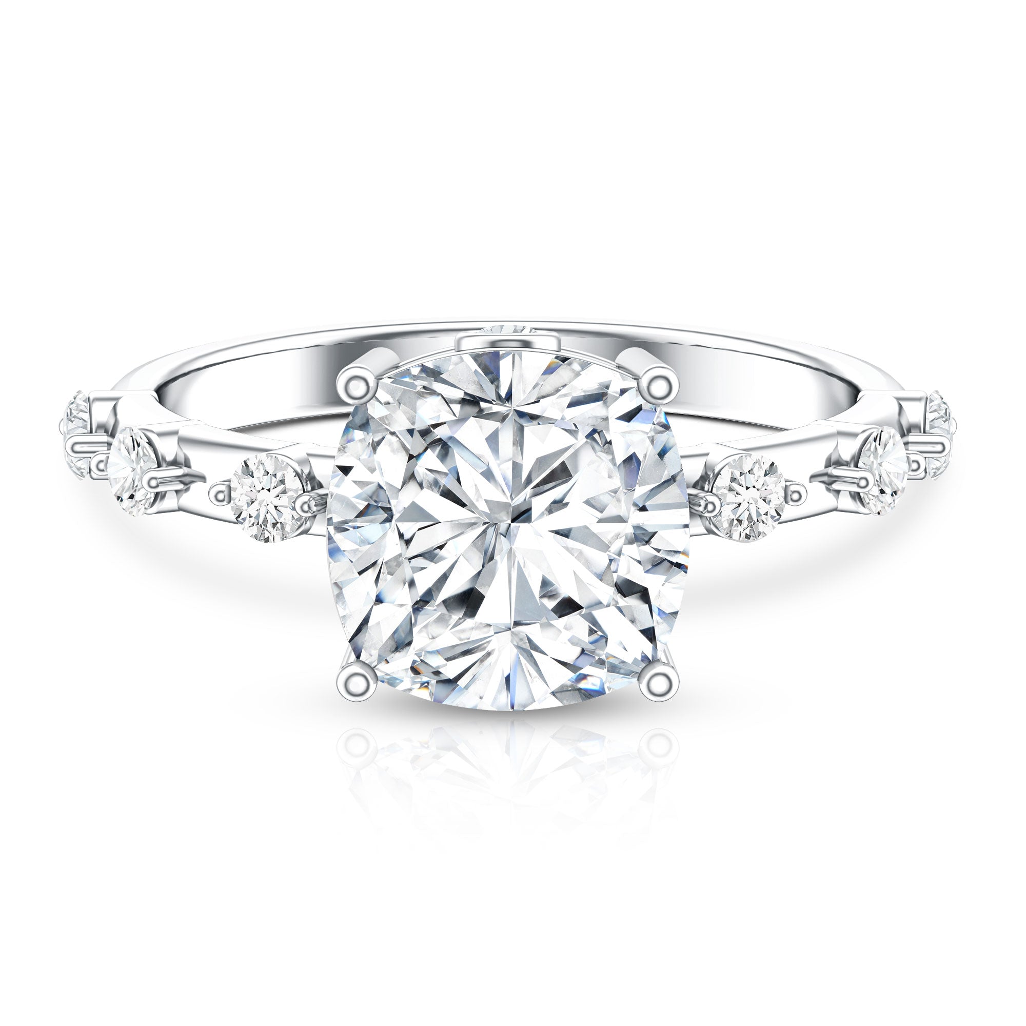 Rosec Jewels-Lab Grown 4 Carat Diamond Cushion Cut Engagement Ring with IGI Certificate