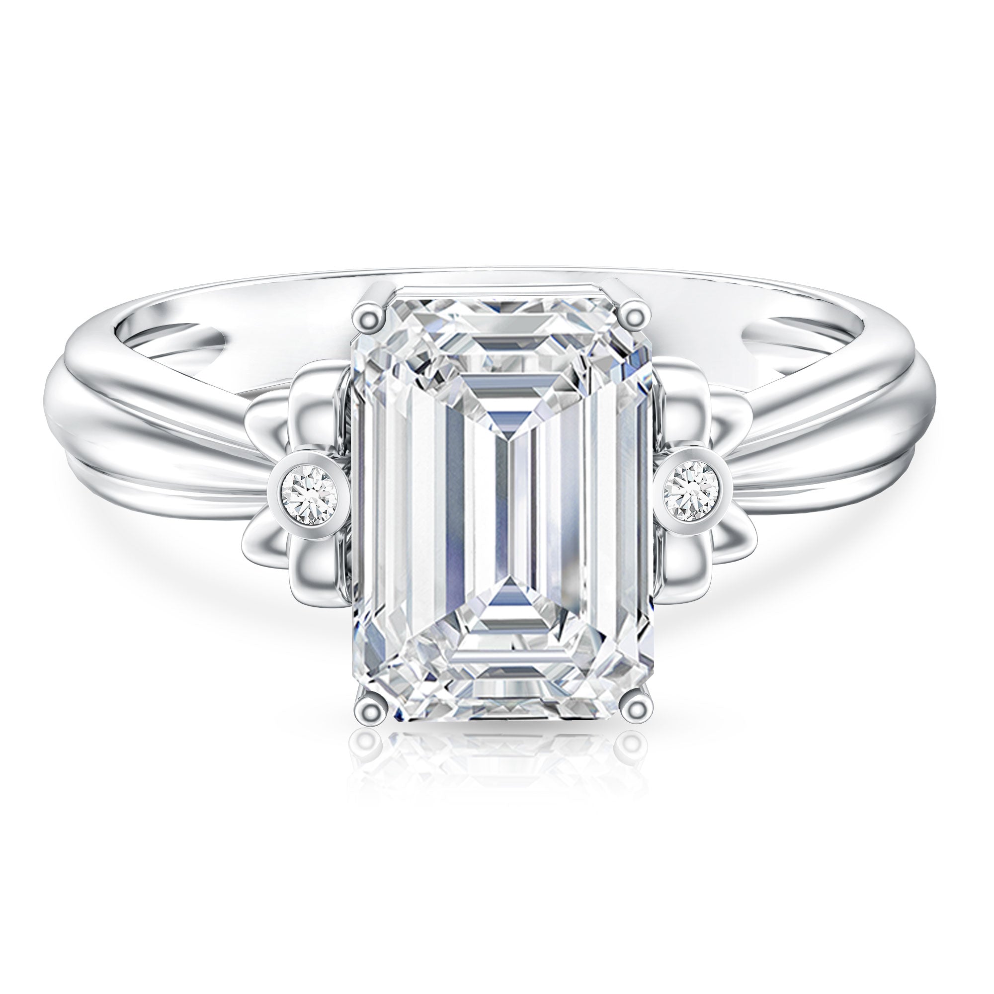 Rosec Jewels-Emerald Cut Lab Grown Diamond 3 Carat Engagement Ring IGI Certified