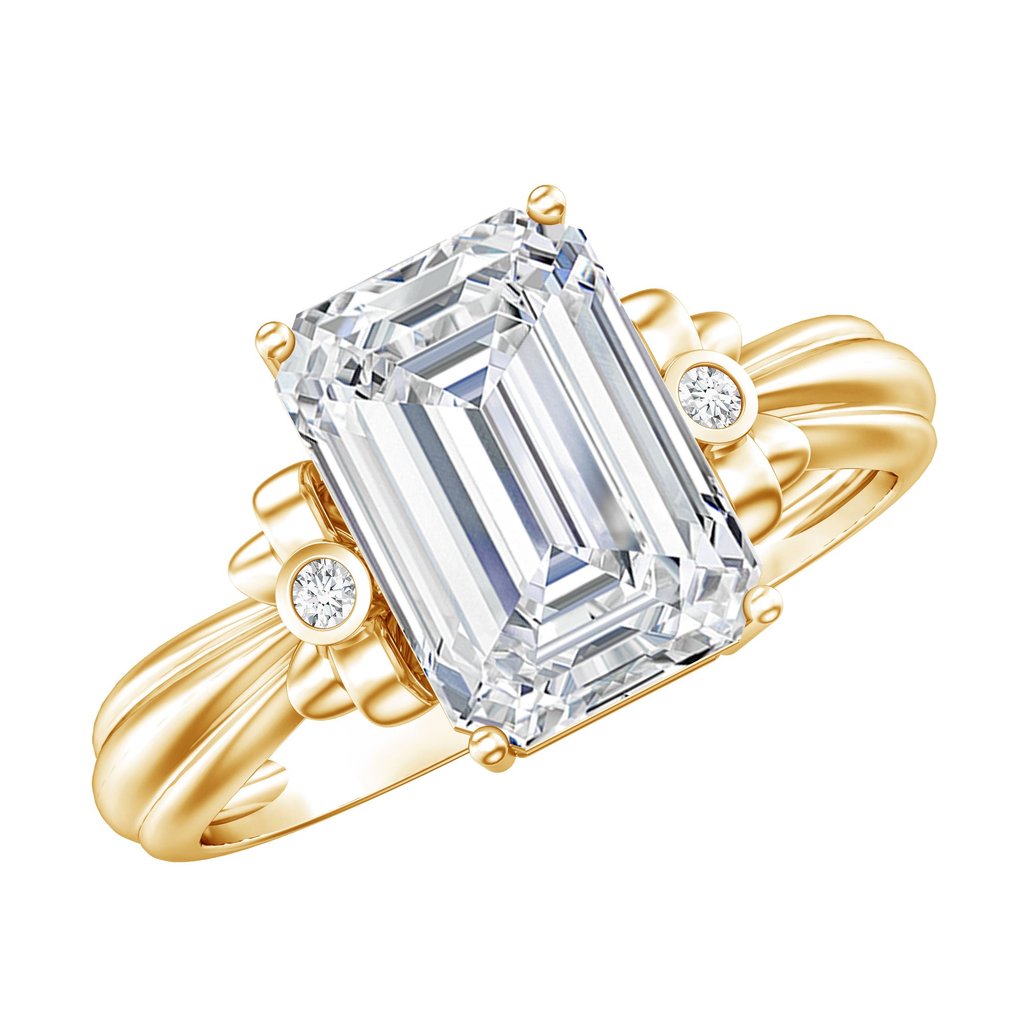 Rosec Jewels-Emerald Cut Lab Grown Diamond 3 Carat Engagement Ring IGI Certified