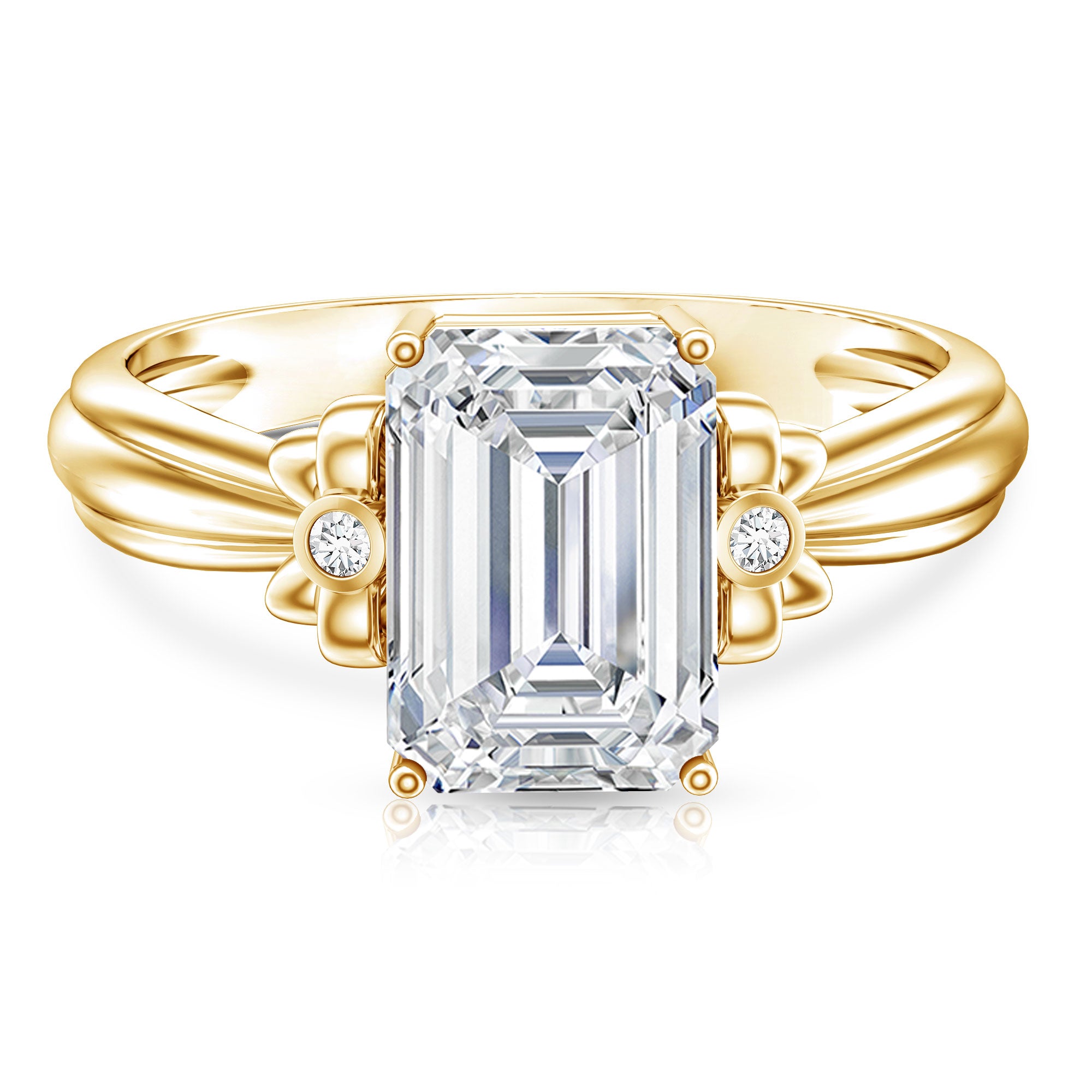 Rosec Jewels-Emerald Cut Lab Grown Diamond 3 Carat Engagement Ring IGI Certified