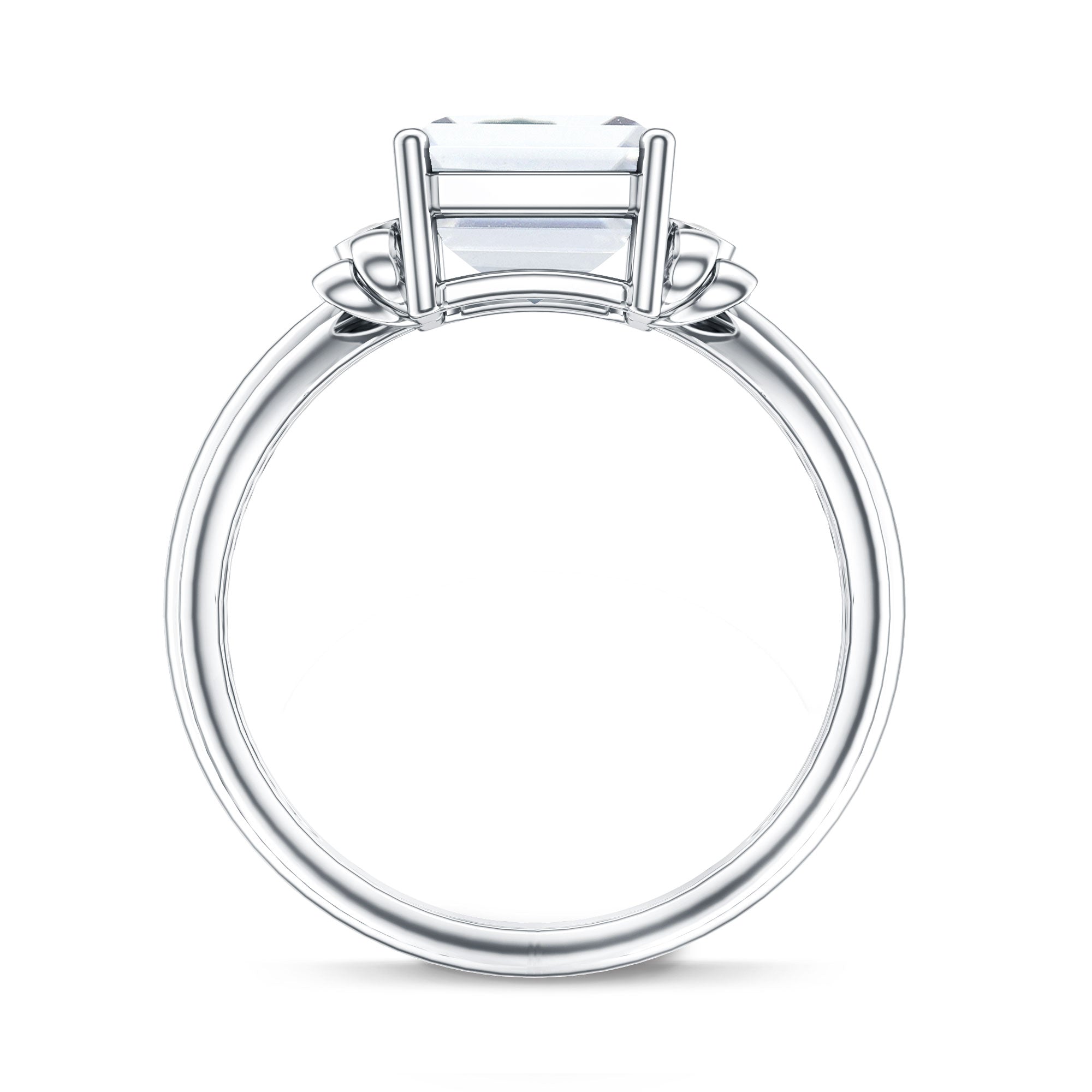 Rosec Jewels-IGI Certified 4 Carat Emerald Cut Lab Grown Diamond Solitaire Engagement Ring with Bow