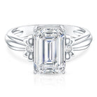 Rosec Jewels-IGI Certified 4 Carat Emerald Cut Lab Grown Diamond Solitaire Engagement Ring with Bow
