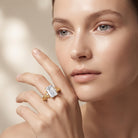 IGI Certified 4 Carat Emerald Cut Lab Grown Diamond Solitaire Engagement Ring with Bow Lab - ( E-VS1 ) - Rosec Jewels
