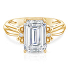 Rosec Jewels-IGI Certified 4 Carat Emerald Cut Lab Grown Diamond Solitaire Engagement Ring with Bow