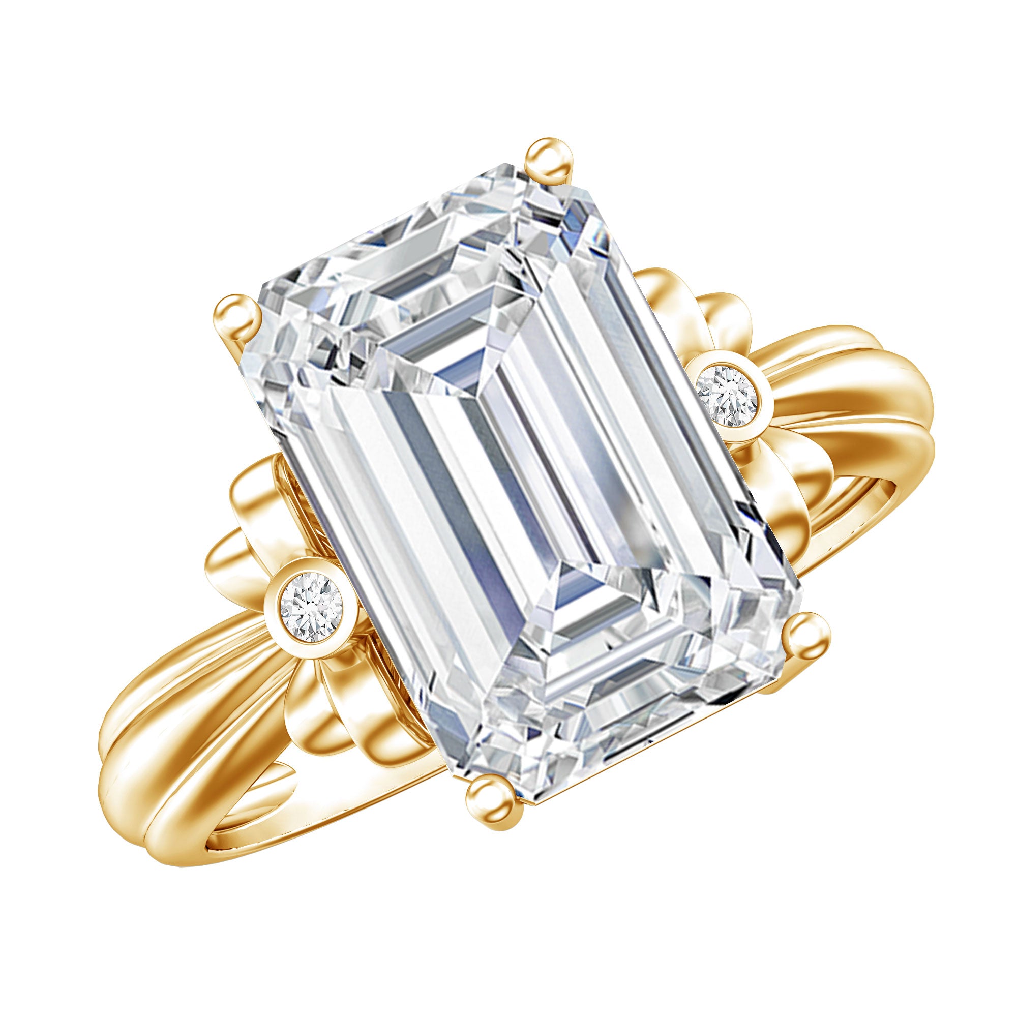 Rosec Jewels-Emerald Cut Solitaire Lab Grown Diamond 5 Carat Engagement Ring IGI Certified