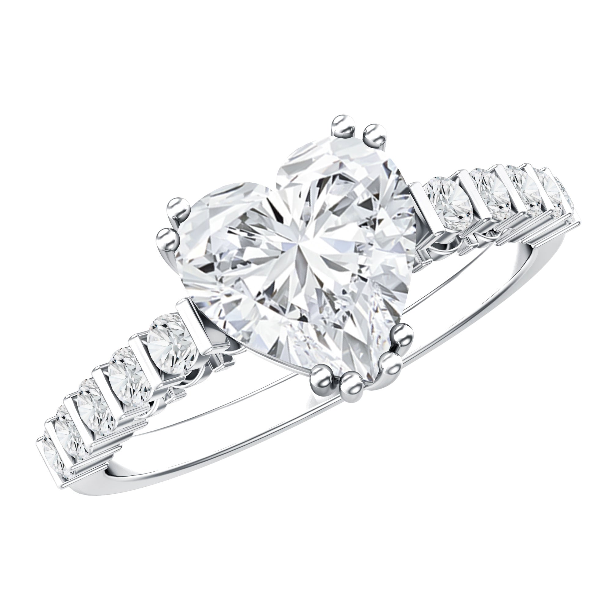 IGI Certified Lab Grown Diamond Heart Engagement Ring 2 Carat Lab - ( E-VS1 ) - Rosec Jewels