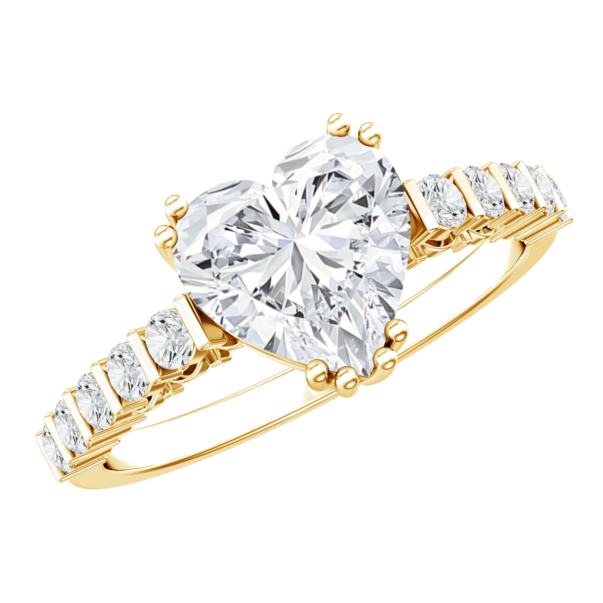 IGI Certified Lab Grown Diamond Heart Engagement Ring 2 Carat Lab - ( E-VS1 ) - Rosec Jewels