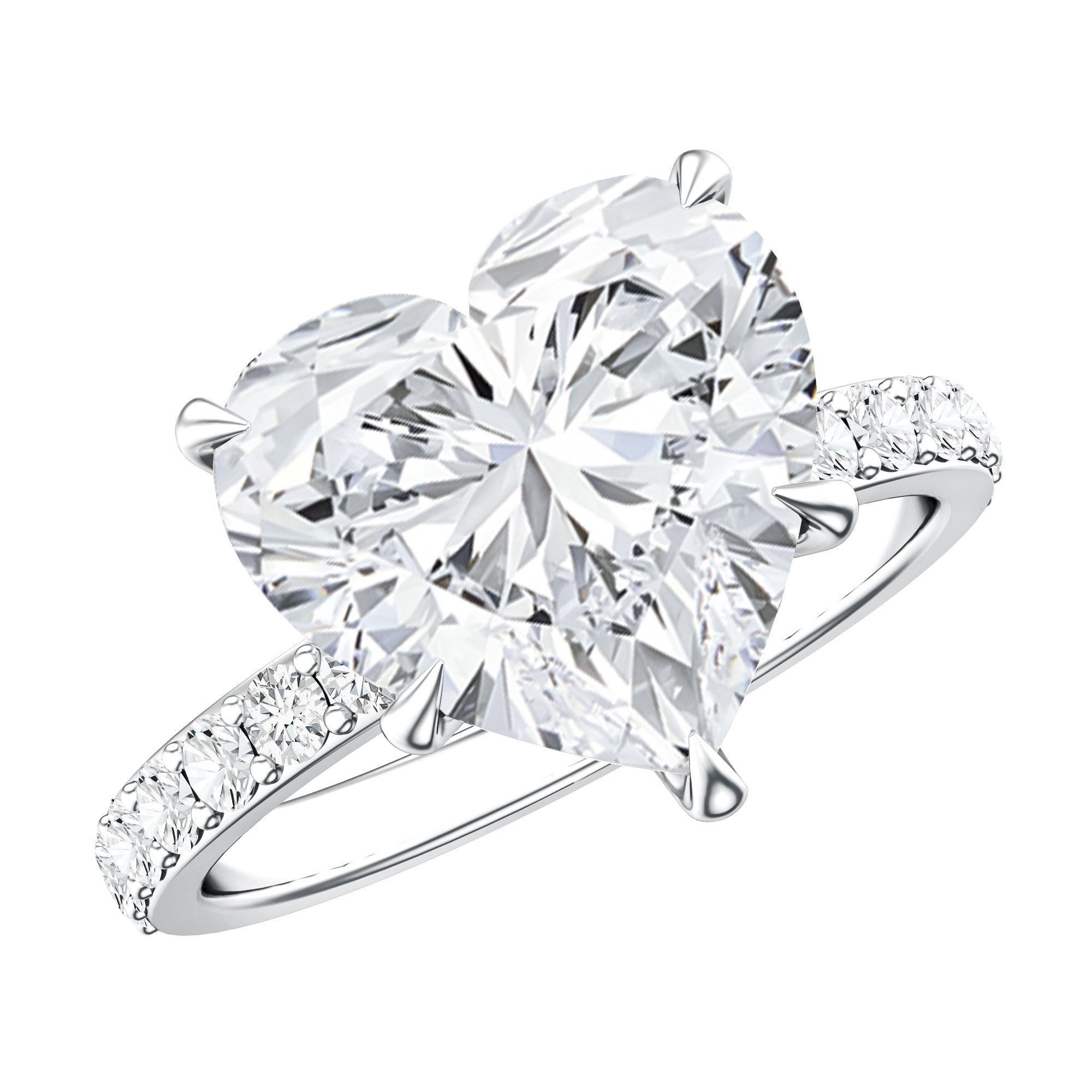 Rosec Jewels-Solitaire Heart Engagement Ring with 5 Carat IGI Certified Lab Grown Diamond