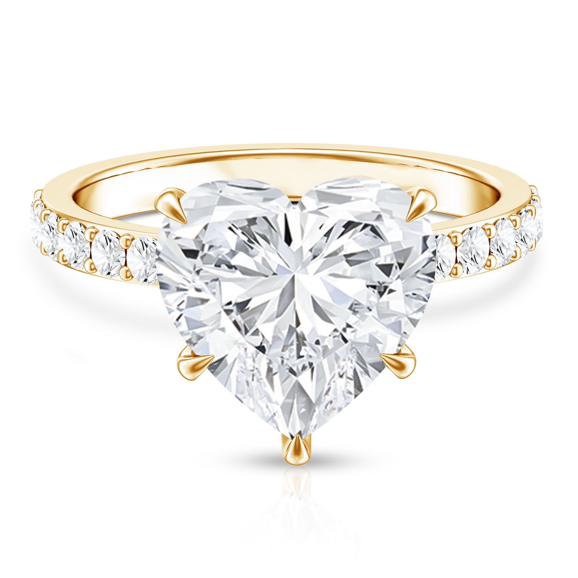 Rosec Jewels-Solitaire Heart Engagement Ring with 5 Carat IGI Certified Lab Grown Diamond