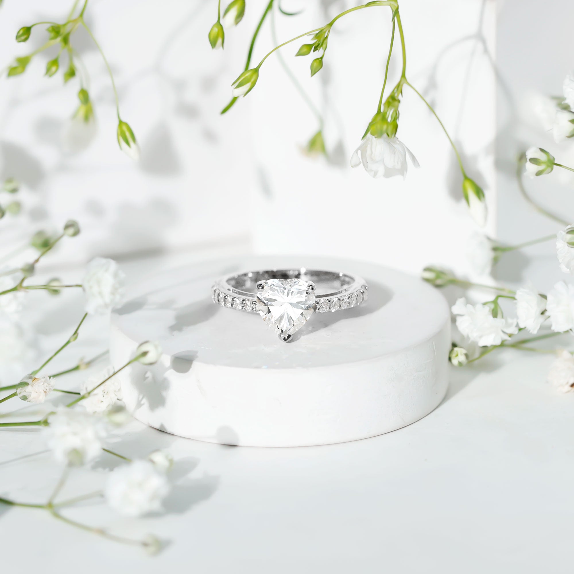 IGI Certified Heart Lab Grown Diamond Side Stone Engagement Ring 2 Carat Lab - ( E-VS1 ) - Rosec Jewels