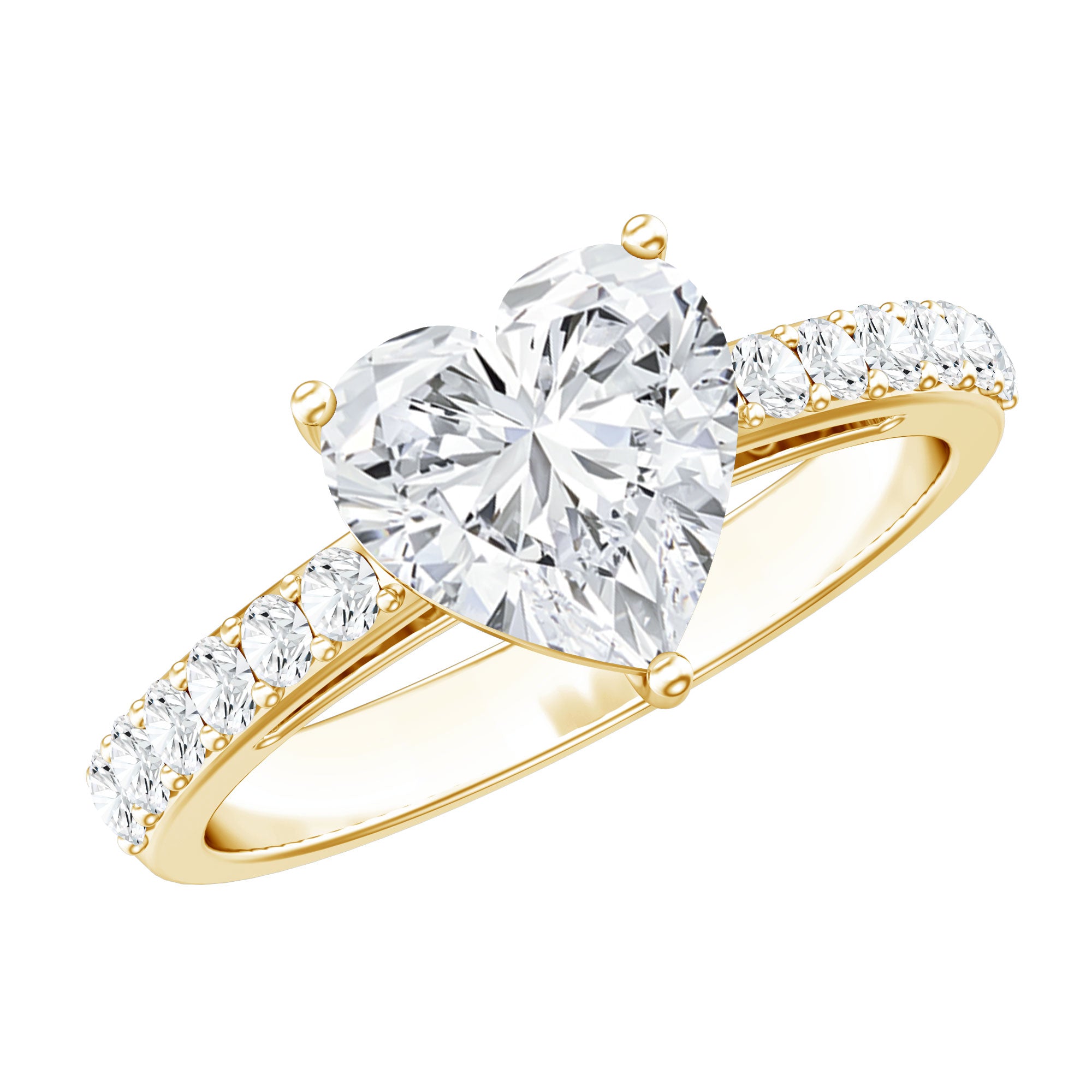 IGI Certified Heart Lab Grown Diamond Side Stone Engagement Ring 2 Carat Lab - ( E-VS1 ) - Rosec Jewels