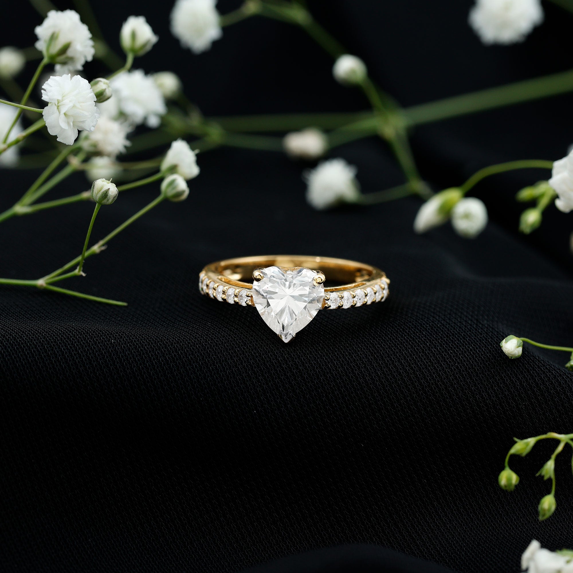 IGI Certified Heart Lab Grown Diamond Side Stone Engagement Ring 2 Carat Lab - ( E-VS1 ) - Rosec Jewels