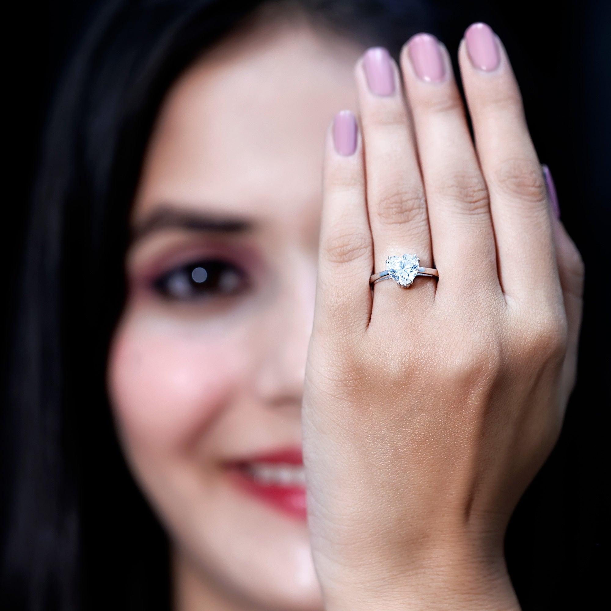 Heart Shaped 2 Carat Lab Grown Diamond Solitaire Engagement Ring with IGI Certificate Lab - ( E-VS1 ) - Rosec Jewels