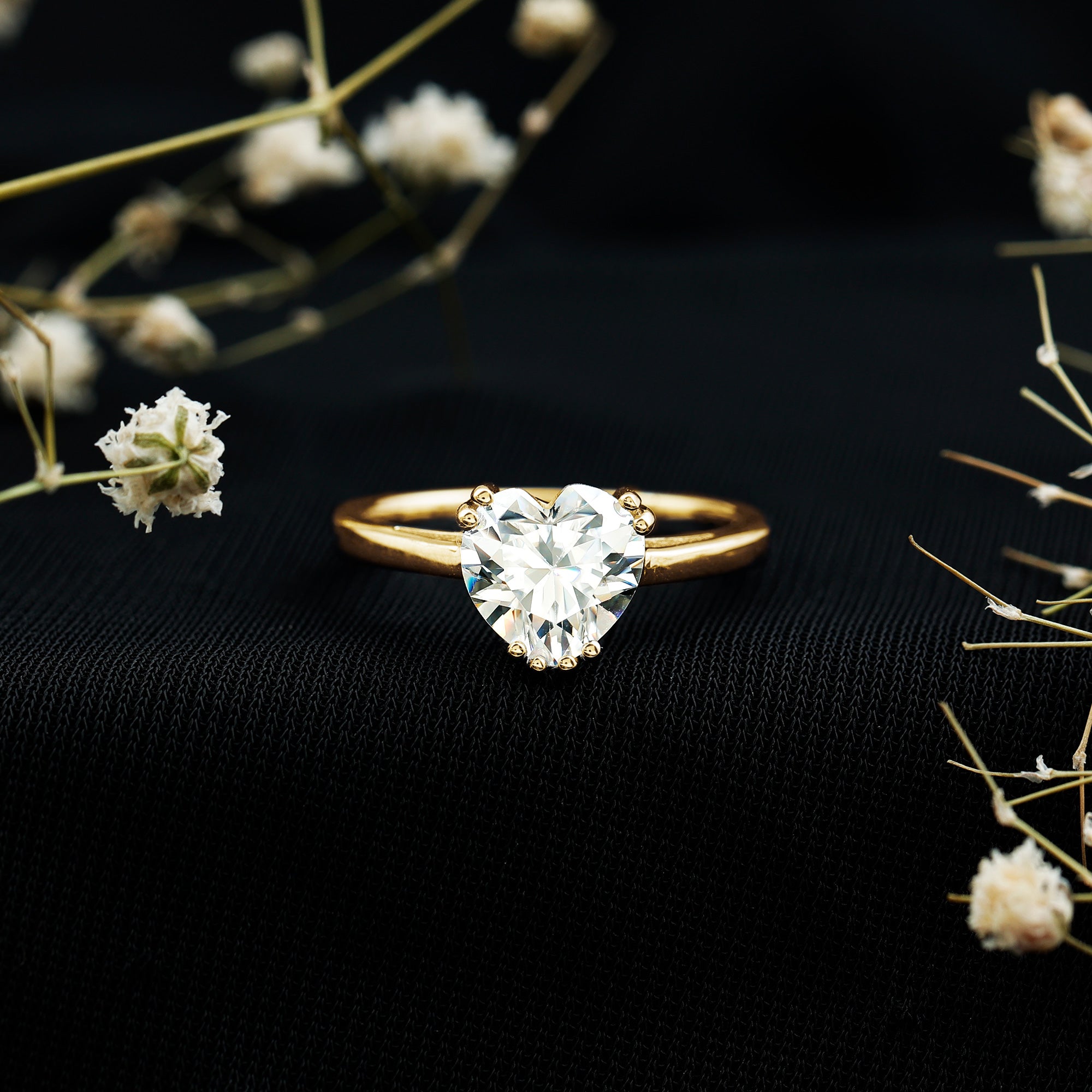 Heart Shaped 2 Carat Lab Grown Diamond Solitaire Engagement Ring with IGI Certificate Lab - ( E-VS1 ) - Rosec Jewels