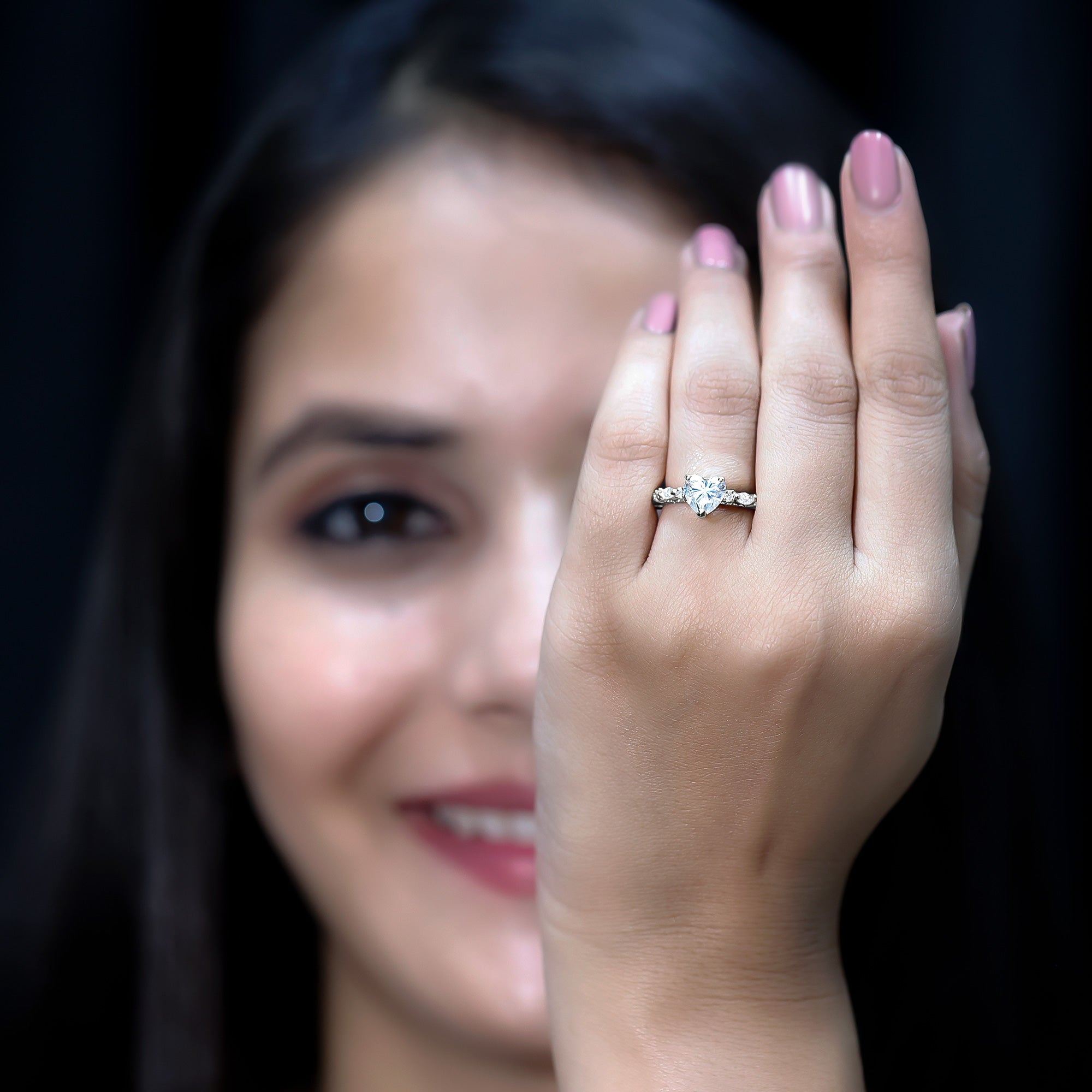 1 Carat Lab Grown Heart Shaped Diamond Designer Engagement Ring IGI Certified Lab - ( E-VS1 ) - Rosec Jewels