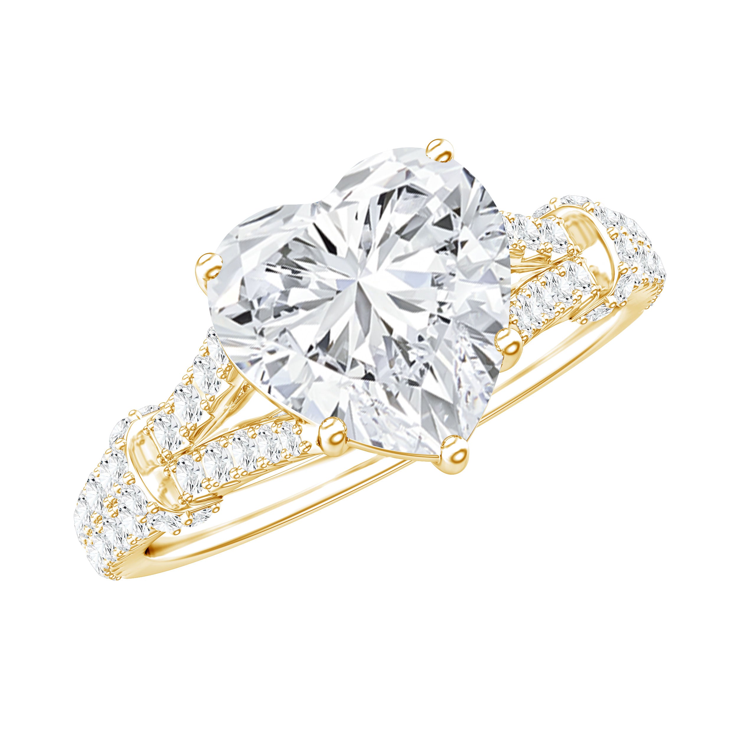 Rosec Jewels-2 Carat Heart Lab Grown Diamond Split Shank Engagement Ring with IGI Certificate