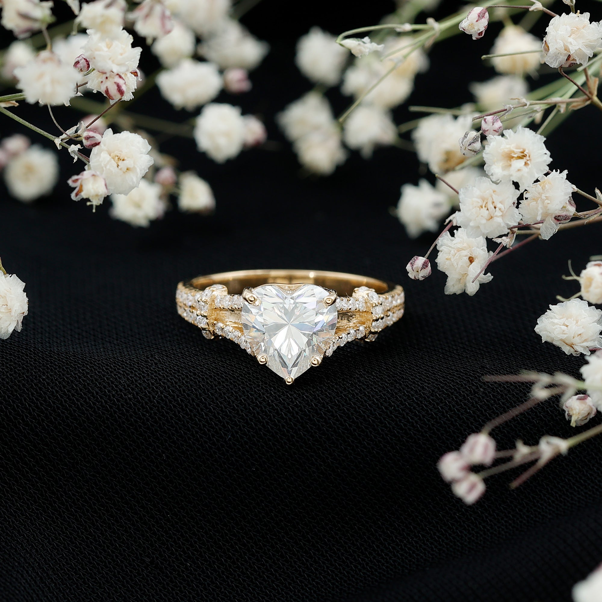 Rosec Jewels-2 Carat Heart Lab Grown Diamond Split Shank Engagement Ring with IGI Certificate