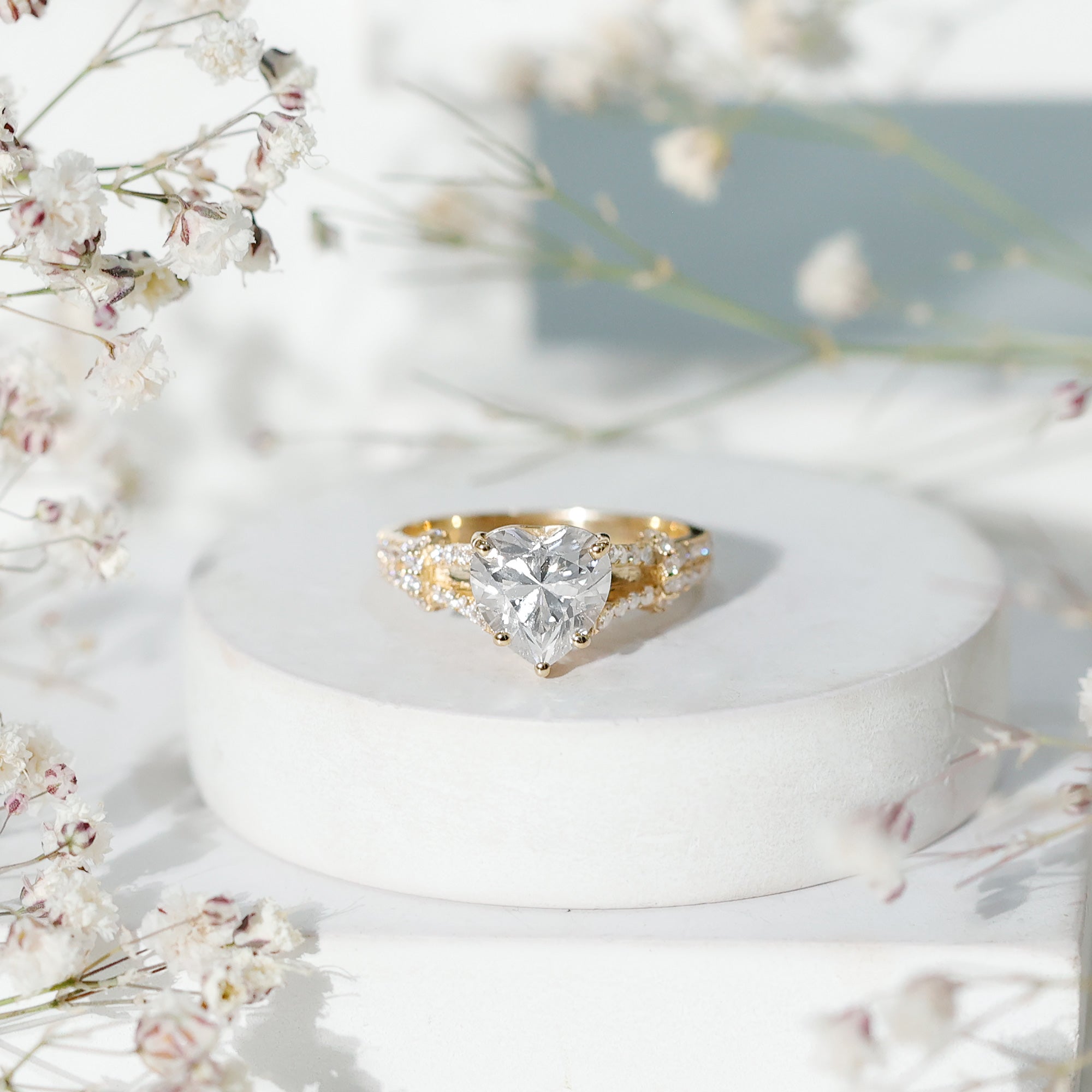 Rosec Jewels-2 Carat Heart Lab Grown Diamond Split Shank Engagement Ring with IGI Certificate