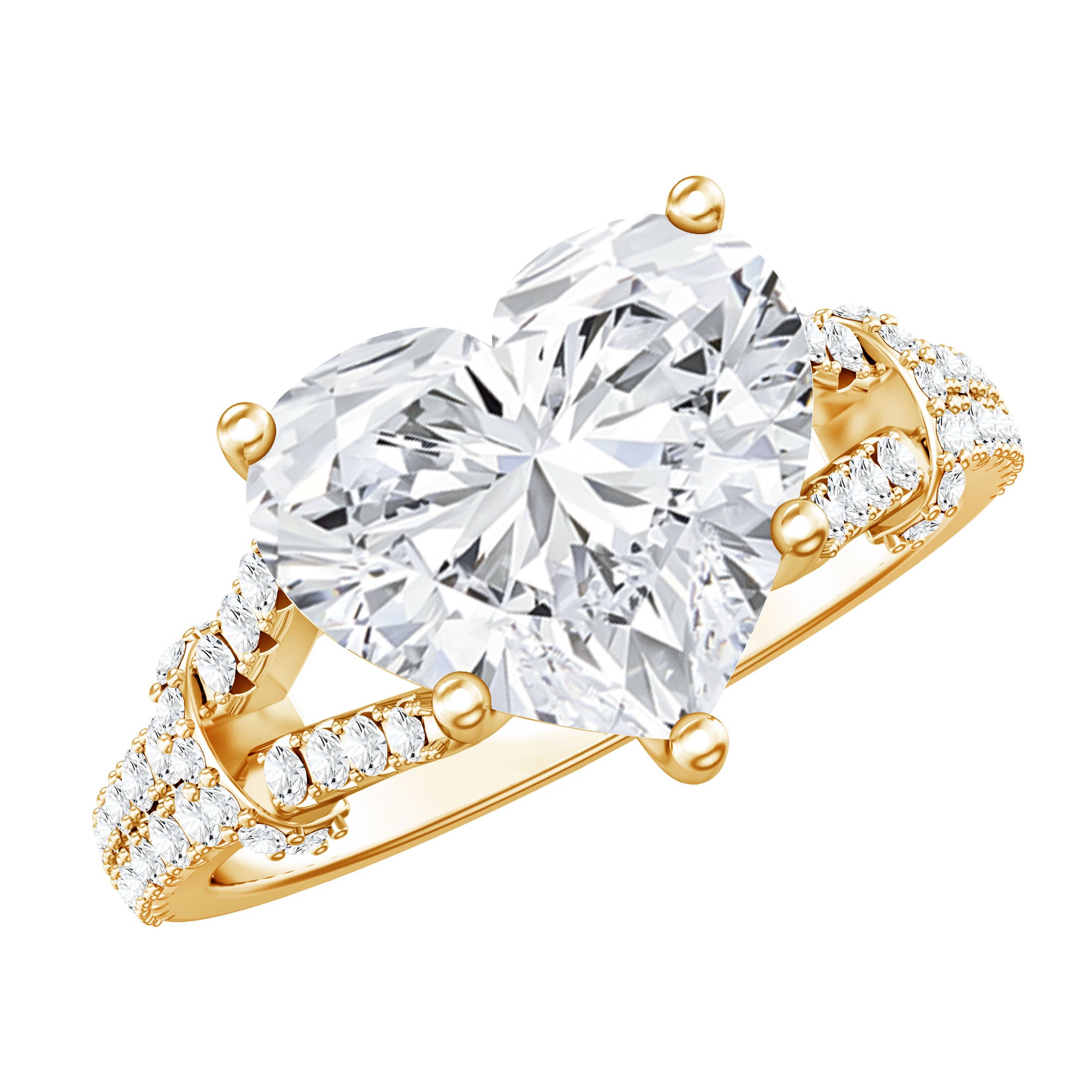 Rosec Jewels-IGI Certified 4 Carat Big Heart Lab Grown Diamond Split Shank Engagement Ring