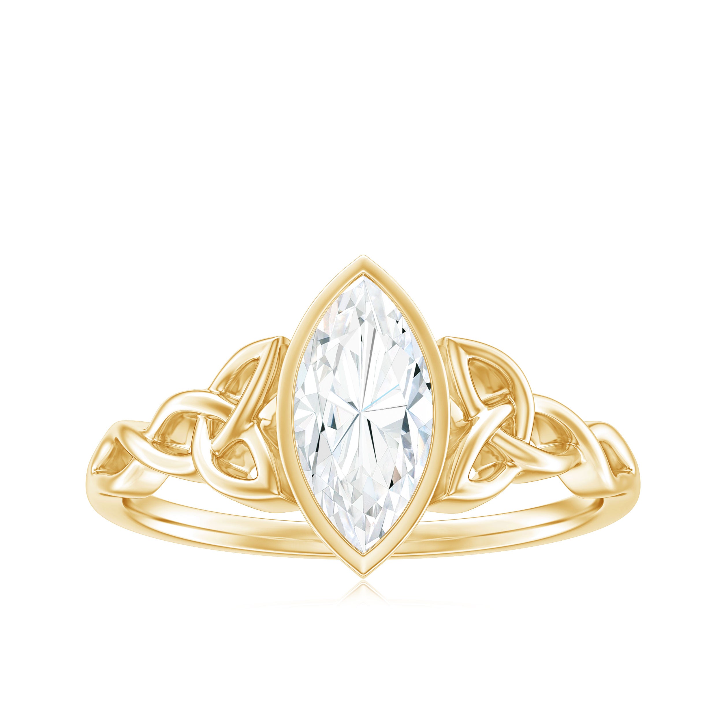 Rosec Jewels-Bezel Set 1 Carat Marquise Lab Created Diamond Celtic Engagement Ring IGI Certified