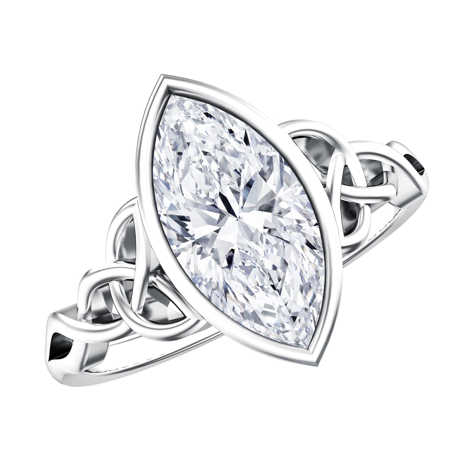 Rosec Jewels-Solitaire Marquise Cut 2 Carat Lab Grown Diamond Celtic Engagement Ring IGI Certified