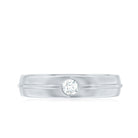 Bezel Set Round Moissanite Mens Wedding Band Ring D-VS1 - Rosec Jewels
