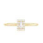 Baguette Cut Diamond Halo Promise Ring with Certificate Natural - ( HI-SI ) - Rosec Jewels