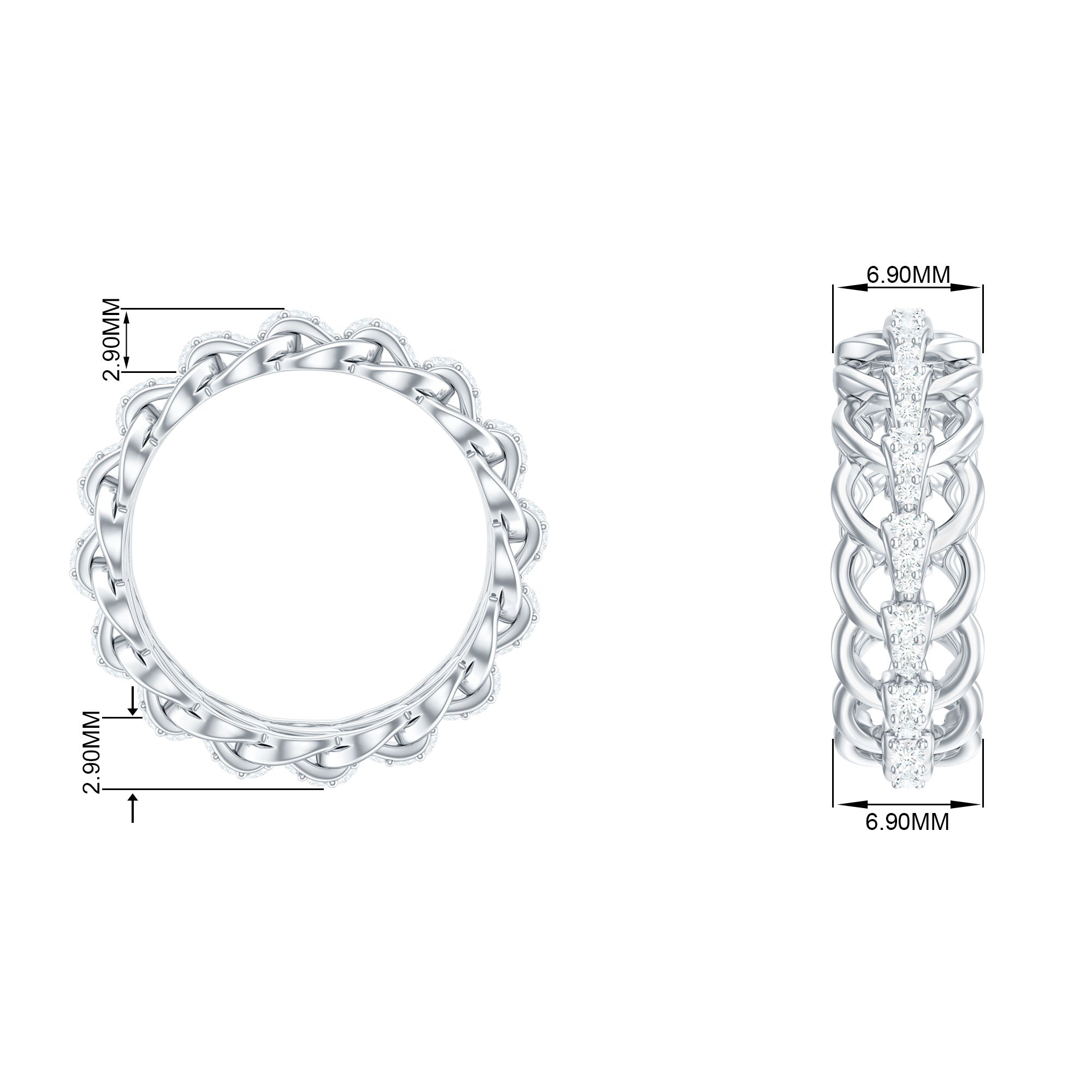 Certified Moissanite Eternity Wedding Band for Women D-VS1 - Rosec Jewels