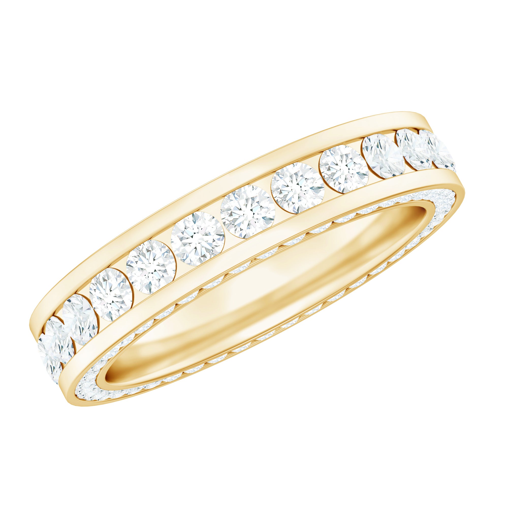 Certified Moissanite Eternity Ring in Channel Setting D-VS1 - Rosec Jewels