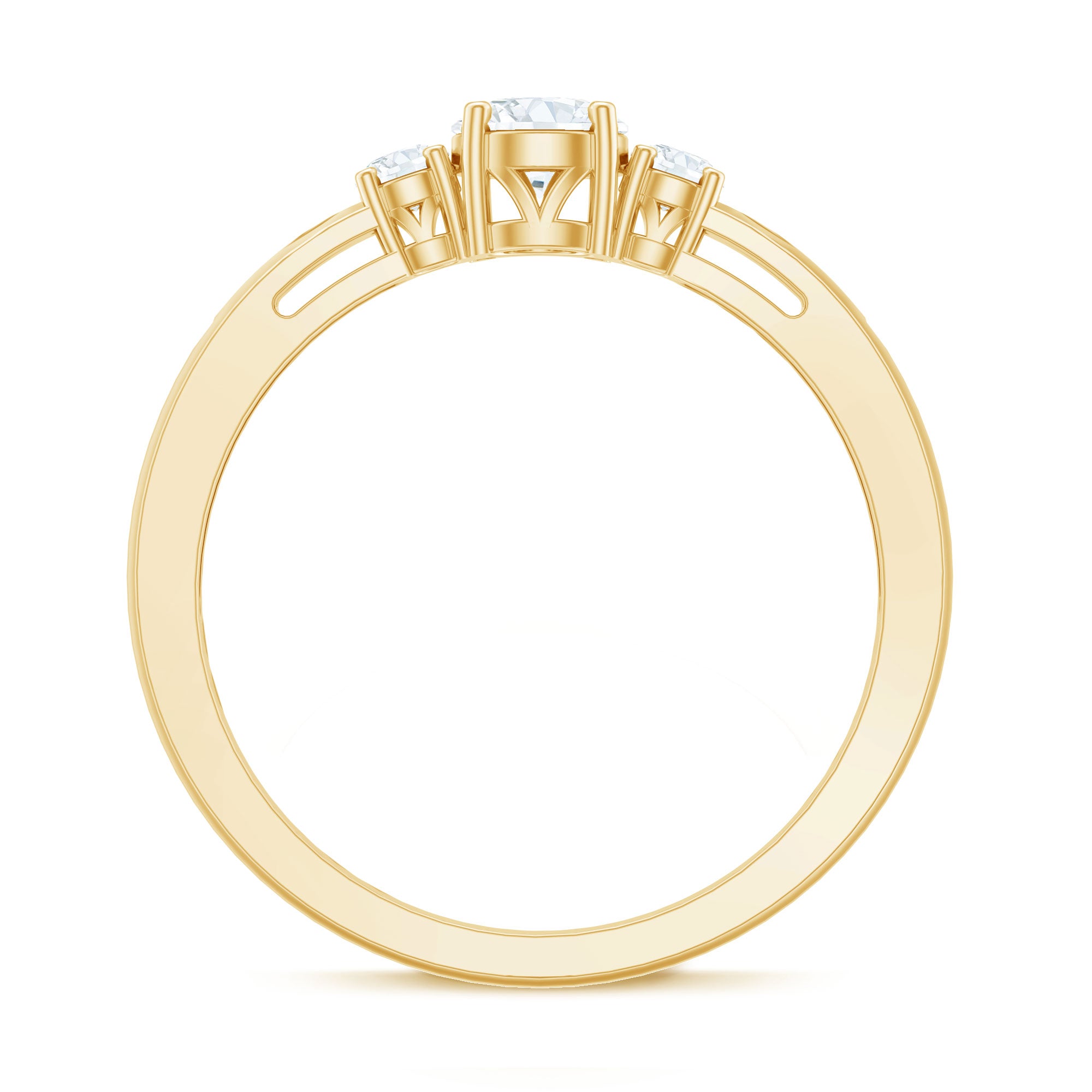 Certified Moissanite 3 Stone Proposal Ring For Her D-VS1 - Rosec Jewels